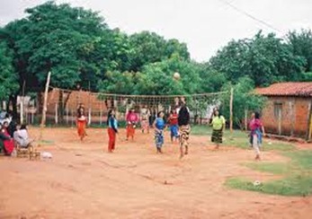 Paraguay Indian women playing volleyball