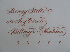 The beautiful handiwork of Cheryl Tefft of Calligraphics.
The little decorative 