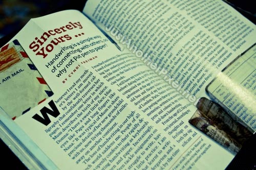 Sincerely Yours by Cyndi Freiman in Reader's Digest January 2011 issue