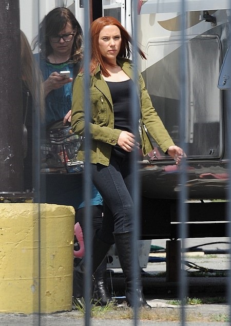 Actress Scarlett Johansson spotted filming 'Captain America: The Winter Soldier' who plays Black Widow. Also on set co-star Samuel L. Jackson as Nick Fury.

Featuring: Scarlett Johansson
Where: Los Angeles, CA, United States
When: 23 Apr 2013
Credit: Cousart-Rayne/JFXimages/WENN.com