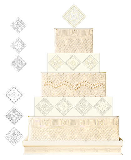 The same coworkers who designed the stationery suite helped the bride with the cake. It was drawn to scale so that Dalcy, who made the cake, could print it and create fondant molds. The same coworkers who designed the stationery suite helped the bride with the cake. It was drawn to scale so that Dalcy, who made the cake, could print it and create fondant molds.