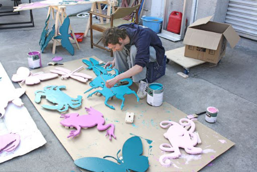 Here's Daniel painting the unicorn. Here's Daniel painting the unicorn.