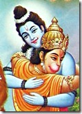 Rama hugging Hanuman