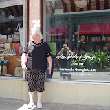 Linda in front of Lady & Sons restaurant.