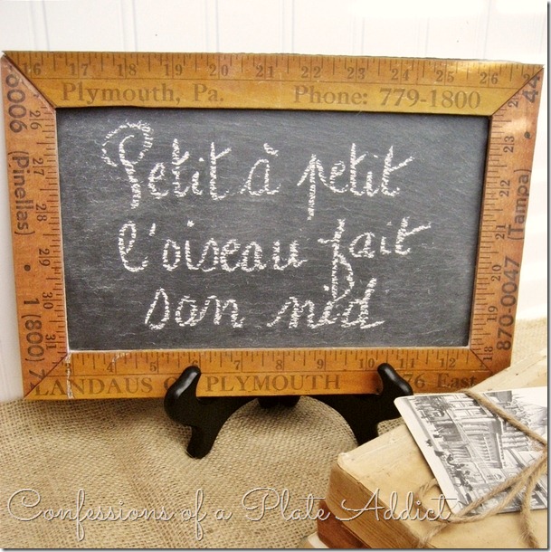 CONFESSIONS OF A PLATE ADDICT Yardstick Framed Chalkboard square CONFESSIONS OF A PLATE ADDICT Yardstick Framed Chalkboard square