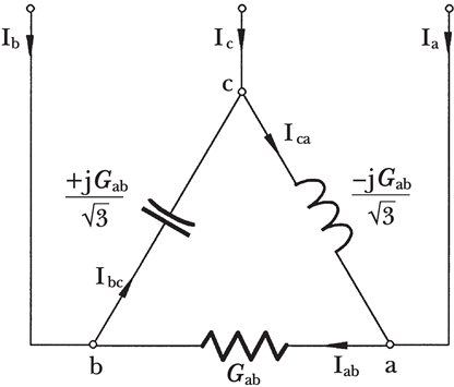 Steinmetz network with balanced line currents.