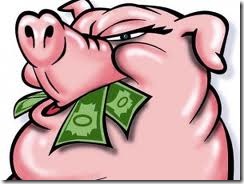 pig eating money