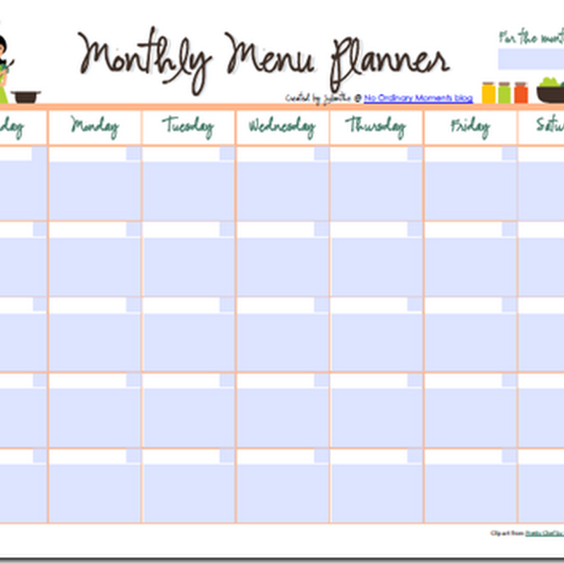No Ordinary Moments: Monthly Menu Planner ~ an Editable PDF