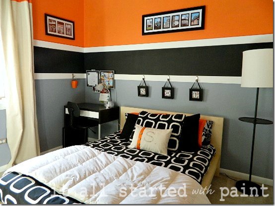 Teen Room orange gray black ikea malm bed again