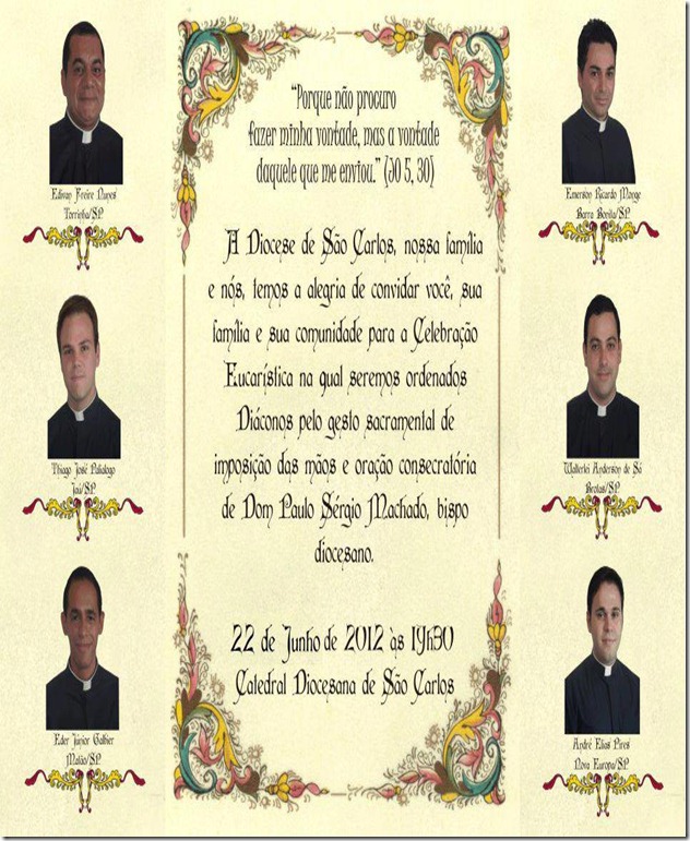ordenação diaconal de 5 jovens junho 2012