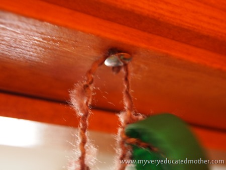 Bottle Cap Beaded Door - Tacking them in Doorway Bottle Cap Beaded Door - Tacking them in Doorway