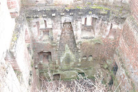 looking down into ruined keep
