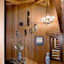 The main entry of the Sycamore Retreat features wood masks from around the world.