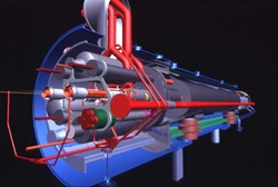 Cut-μακριά σχέδιο ενός υπεραγώγιμου μαγνήτη δίπολο για τον LHC