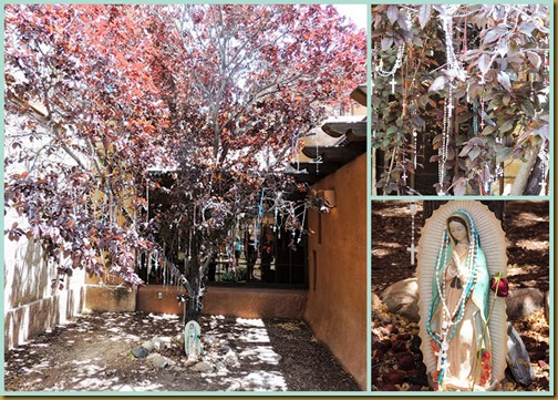 Rosary tree outside Loretto Chapel rosary tree collage