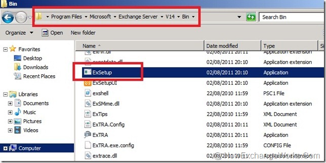 Exsetup file in bin