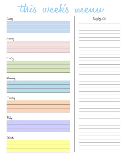 printable meal menu