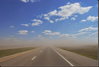dust blowing across Interstate 70 east of Oakley, KS