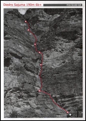 Peña Solano - Diedro Sajuma 190m 6b (6a A0 Oblig) (Libro) Peña Solano - Diedro Sajuma 190m 6b (6a A0 Oblig) (Libro)