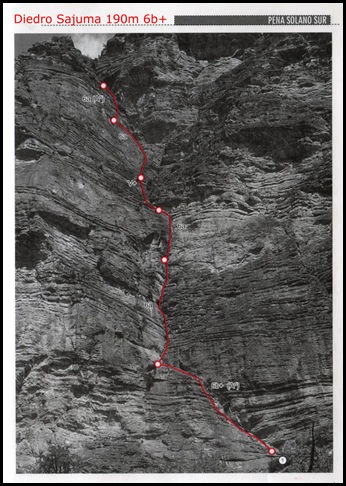 Peña Solano - Diedro Sajuma 190m 6b  (6a A0 Oblig) (Libro)