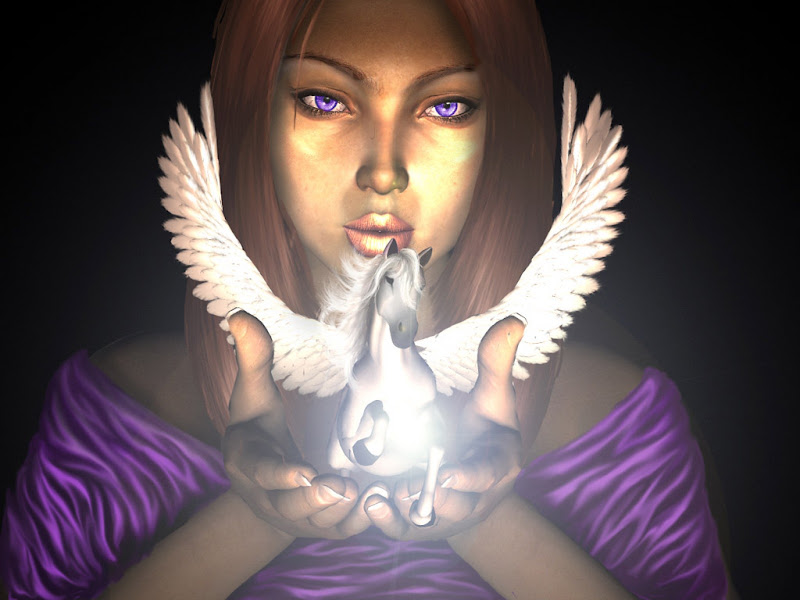 Winged Horse In Hands Of A Girl, Magic Beauties 3