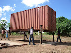Off-loading 2nd Container using lifting jacks brought from Australia