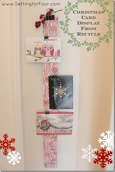 Christmas Card Display from Recycle, Setting for Four #Christmas #Card #Holiday #Recyle #DIY #Tutorial