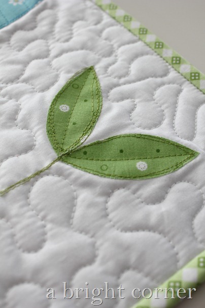 leaf applique on Sprouts table runner from A Bright Corner
