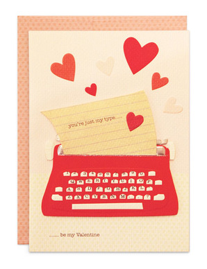 Just right for literary love-birds. My Type card, $6.95, katespaperie.com.