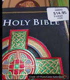 c0 A bible for sale at Costco in California labeled as 'fiction'