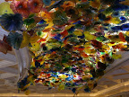A ceiling of blown-glass flowers at the Bellagio.