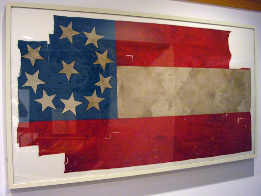 A Confederate First National flag used at the Battle of Wilson's Creek, August 10, 1861. It's now on display at the Wilson's Creek national battlefield visitor Center. (Photo credit: Jeremy Shreckhise)