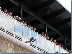 4963 Michigan - Sault Sainte Marie, MI - St Marys River - Soo Locks Boat Tours - inside MacArthur Lock looking up at people on viewing platform 4963 Michigan - Sault Sainte Marie, MI - St Marys River - Soo Locks Boat Tours - inside MacArthur Lock looking up at people on viewing platform