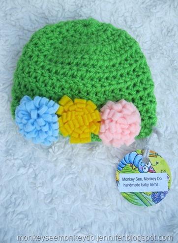 green hat with felt flowers newborn green hat with felt flowers newborn