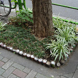 Near our hotel - someone lined this with old soda cans Near our hotel - someone lined this with old soda cans