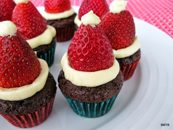 Choc Strawberry Santa Hat Cupcakes by Baking Makes Things Better