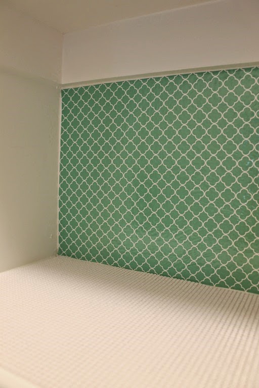 pantry organization with patterned vinyl