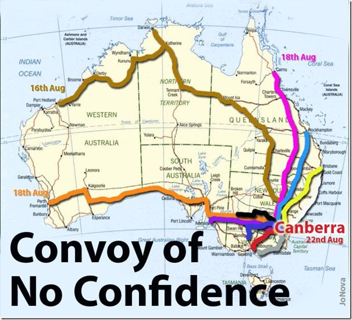 19 8 2011 Convoy of No confidence map