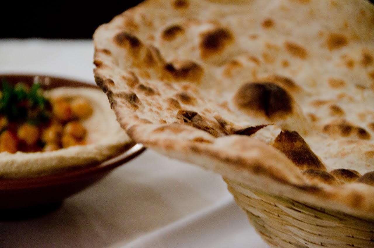 Bread with hummus at Iraqi restaurant
