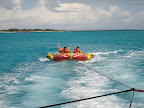 The crew surprised us by throwing a tube on the back of the boat for us to ride back on.