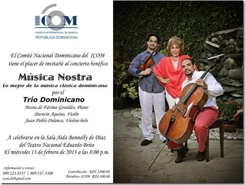 Invitacion de ICOM-DO a concierto febrero 13, 2013