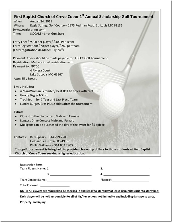 First Baptist Church Scholarship Golf Tournament1