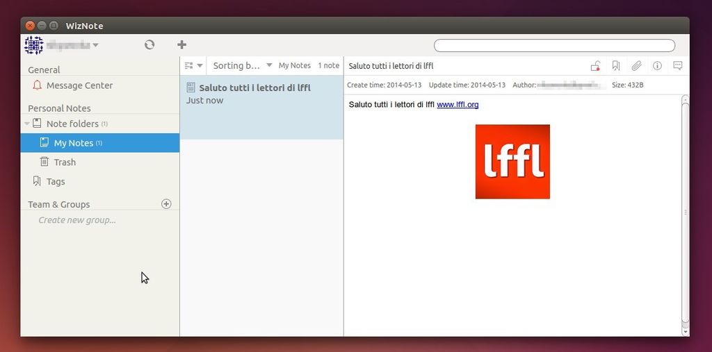 WizNote in Ubuntu Linux