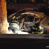 Sacramento, CA | One person is dead an another is in the hospital after a vehicle left the roadway and hit a tree on Folsom Boulevard near Wissemann Dr early Saturday morning.
The female passenger of the vehicle awoke while being transported to an nearby medical center complaining of chest and back pain. She was recieving a ride home due to being intoxicated. News_101016_FatalAccident_FolsomAtWissmann