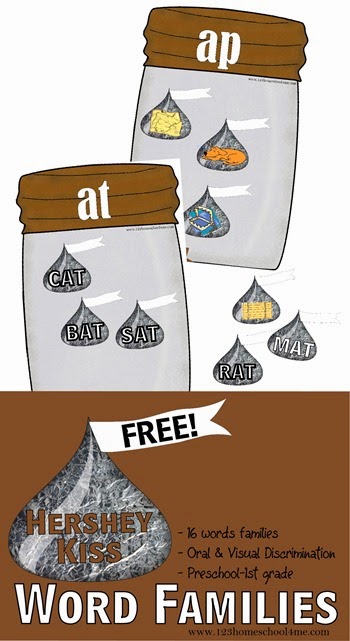 FREE Hershey Kiss Word Families activity will help kids in preschool, prek, kindergarten, and first grade practice hearing word families and sorting by similar ending sound. Great practice for reading and spelling. Perfect activity for summer learning, literacy centers, homeschooling, and extra practice with rhyming words FREE Hershey Kiss Word Families activity will help kids in preschool, prek, kindergarten, and first grade practice hearing word families and sorting by similar ending sound. Great practice for reading and spelling. Perfect activity for summer learning, literacy centers, homeschooling, and extra practice with rhyming words