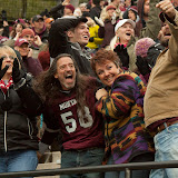 Griz fans Bunny Saylor (l), Marko Wagenmann, Kindra Evans, and Brian Evans cheer on their hometown Griz after redshirt junior linebacker Jordan Tripp stripped, recovered, and scored an 80-yard fumble.

Washington-Grizzly Stadium in Missoula, Mont., October 27th, 2012.