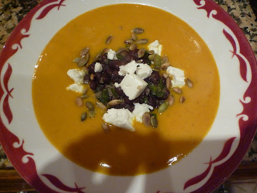 A bowlful of soup; perfect for a chilly day.