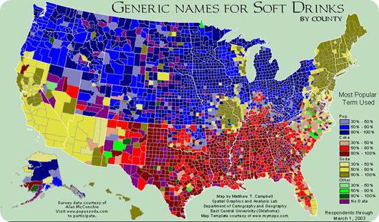 map of soft drinks