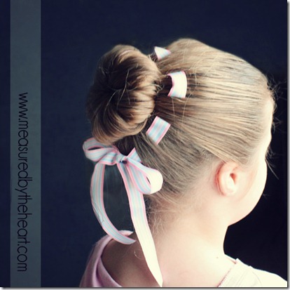 flower bun with woven ribbon