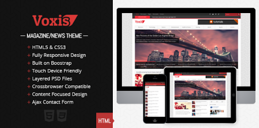 Voxis - Responsive Magazine / News HTML template - ThemeForest Item for Sale
